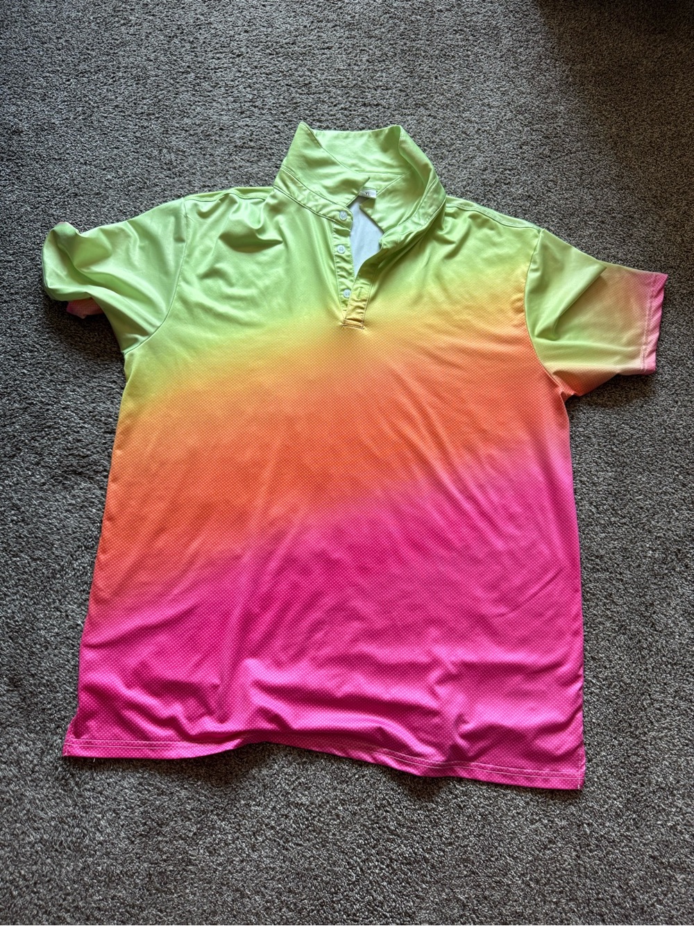 Mens Gradient Polo Shirt in Neon Green, Orange & Pink